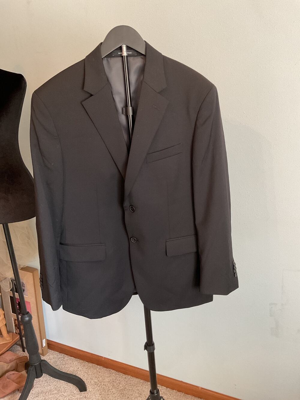 Awearness Kenneth Cole Men's Black Suit Jacket Blazer 42 Short 42S Wool Stretch
